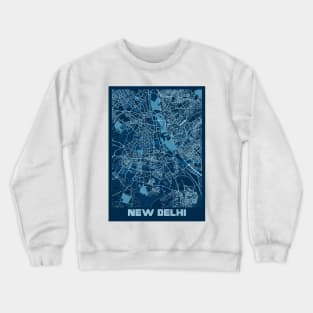 New Delhi - India Peace City Map Crewneck Sweatshirt